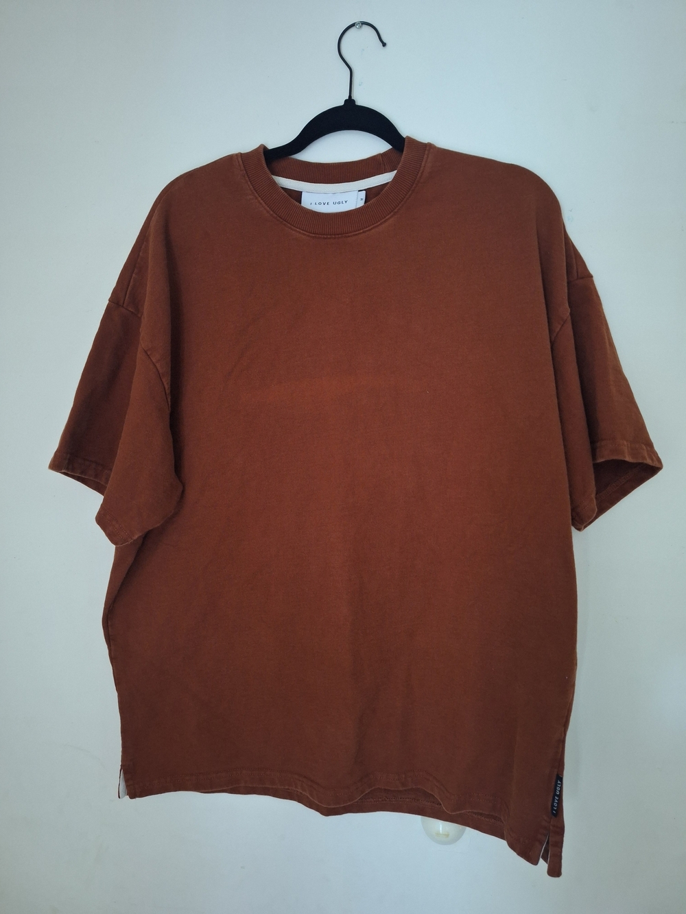 Men's Oversized Crew Neck Tee in Rust Brown